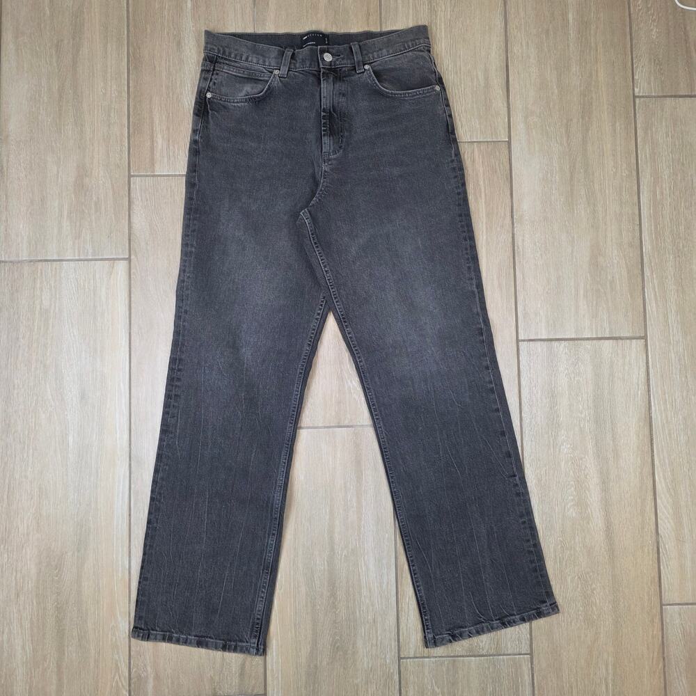 ASOS DESIGN Straight Leg Jeans Mens 32x34 Black High Rise 99% Cotton Denim